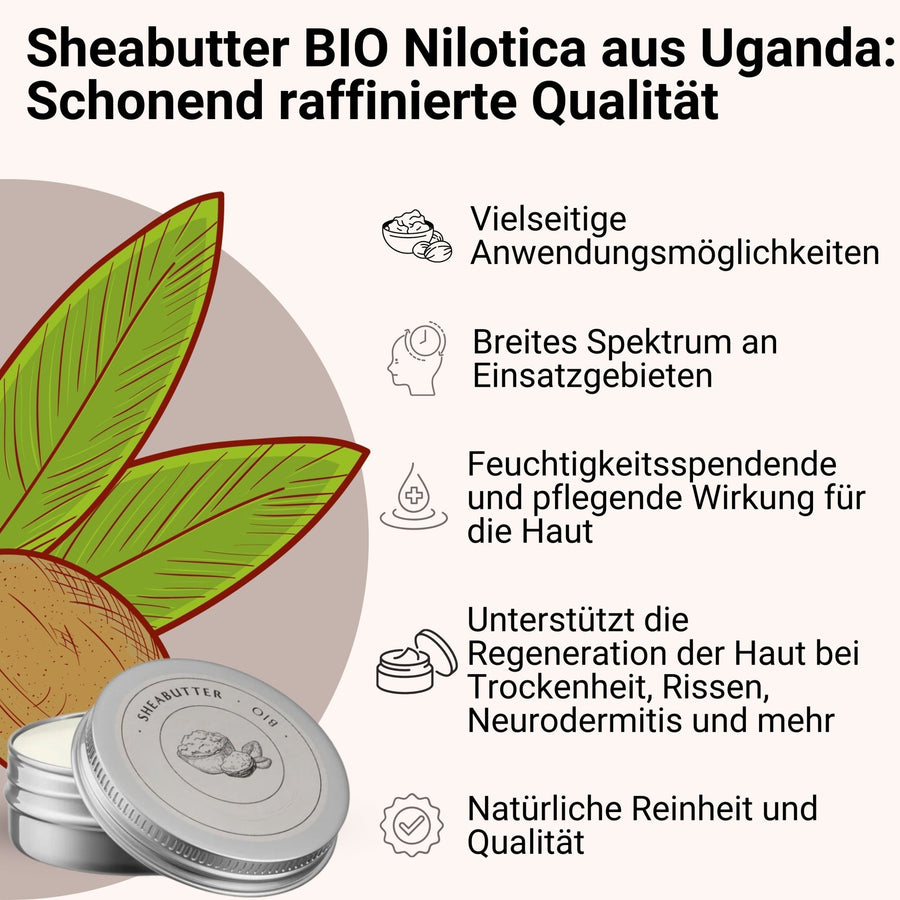 Sheabutter BIO Nilotica 25g - Die kostbare Pflege aus Afrika | Schonend raffinierte Premium-Qualität - FLORIA - FB011